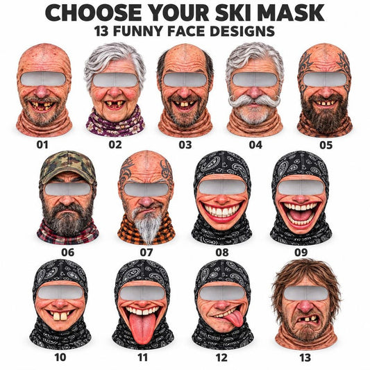 MollyTee Funny Old Face Ski Face Mask Balaclava (13 Faces)