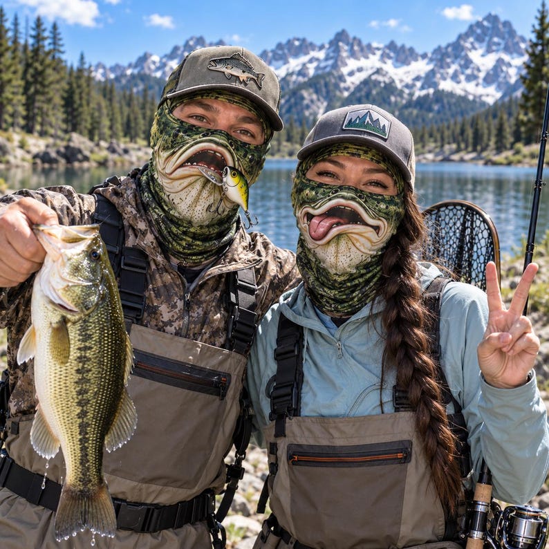 MollyTee Funny Bass Fish Face Balaclava Face Mask (10 faces)