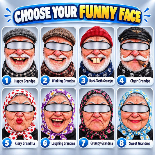MollyTee Funny Elderly Grandpa Grandma Balaclava Balaclava Face Mask (8 faces)