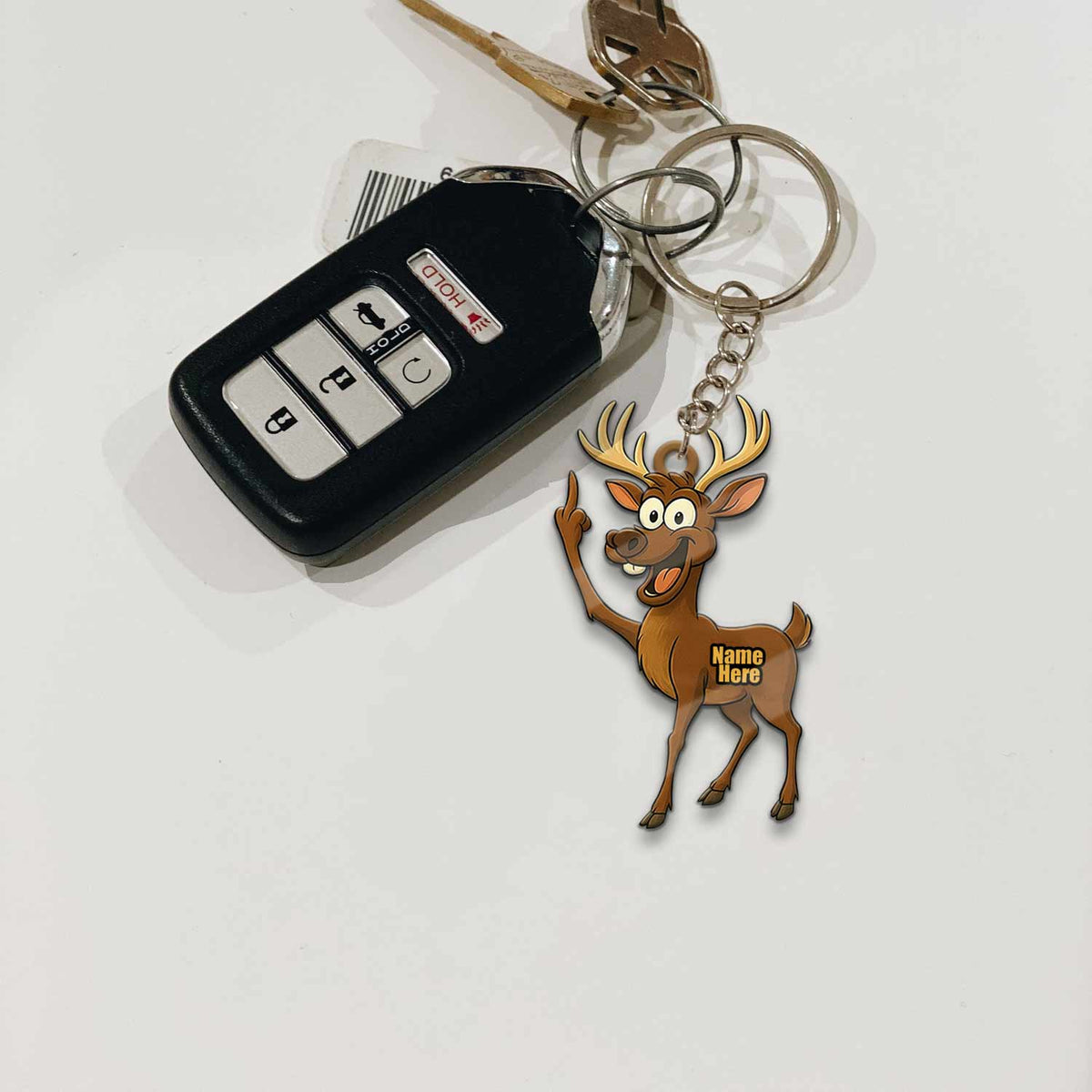 MollyTee Funny Deer Personalized Name Reindeer Butt Pose Ornament And Keychain Custom Gift For Hunters 2D Flat - image 3