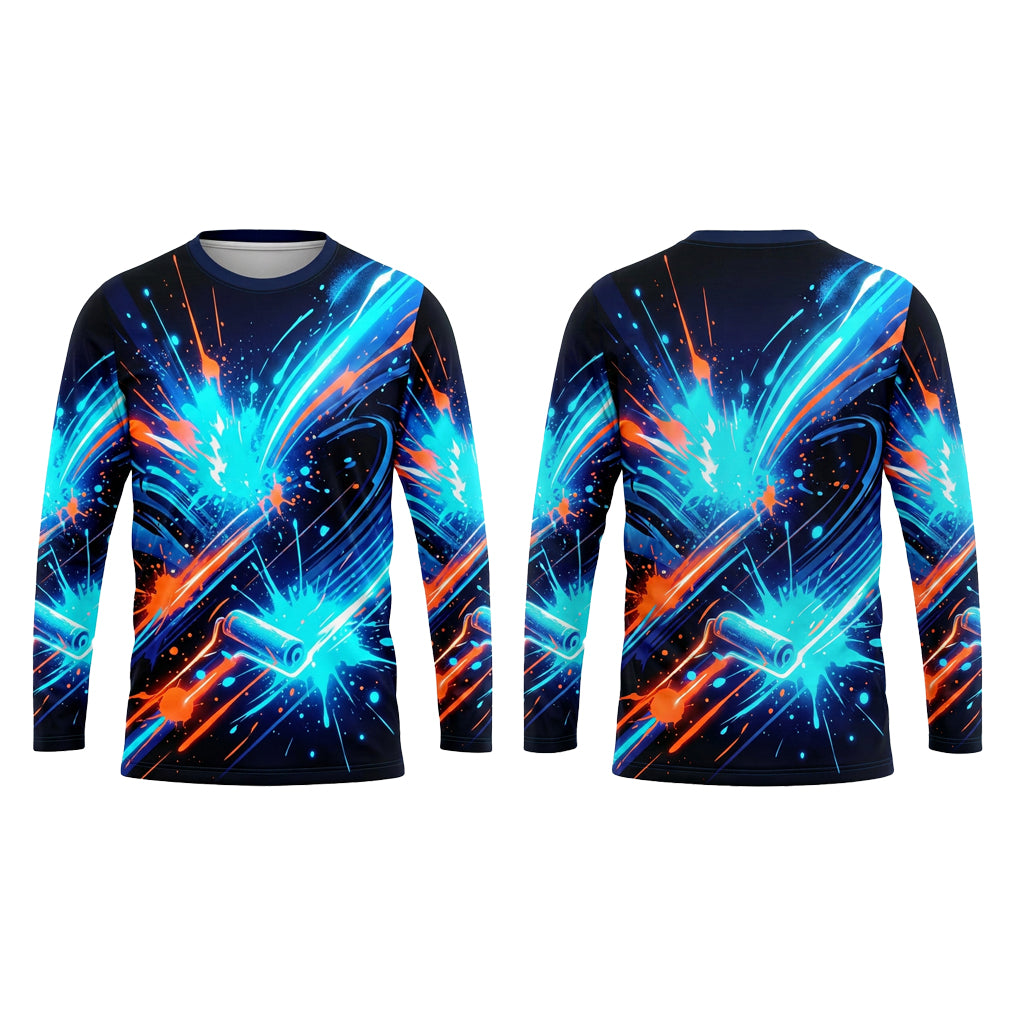 Electric Roller Burst Custom Painter Work Shirt - Front and Back View