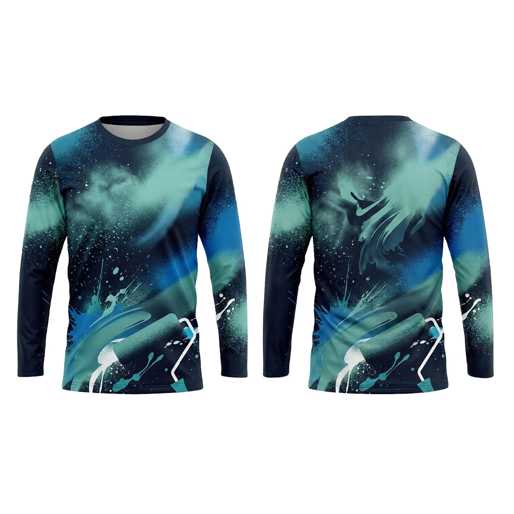 Deep Sea Mist Custom Painter Work Shirt - Front and Back View