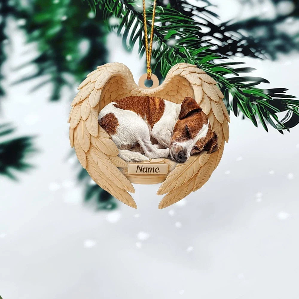 MollyTee Personalized Sleeping Jack Russell Terrier Dog Ornament, Dog Angel Wings 2D Flat - image 3
