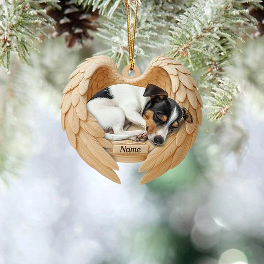 MollyTee Personalized Sleeping Rat Terrier Dog Christmas Ornament, Dog Angel Wings 2D Flat - image 2