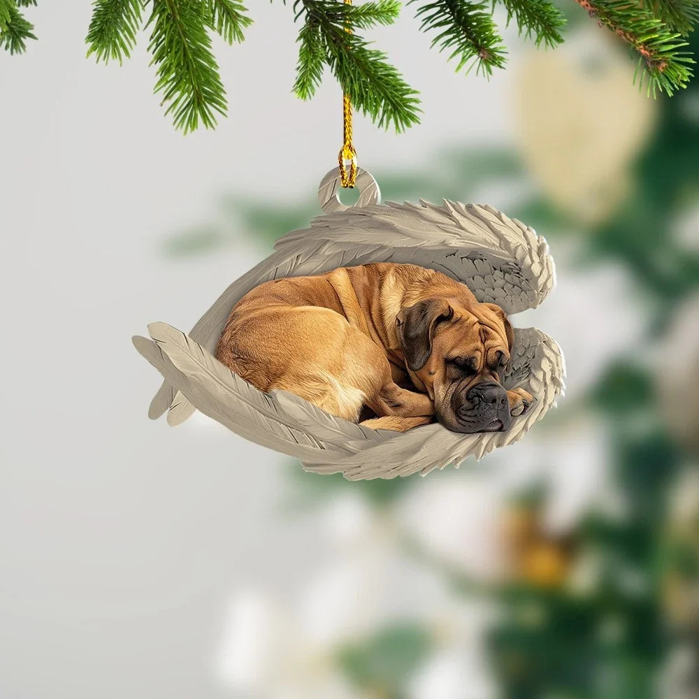 MollyTee Personalized Sleeping Boerboel Dog Christmas Ornament, Dog Angel Wings 2D Flat - image 1