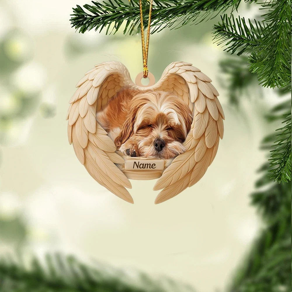 MollyTee Personalized Sleeping Havanese Dog Christmas Ornament, Dog Angel Wings 2D Flat - image 1