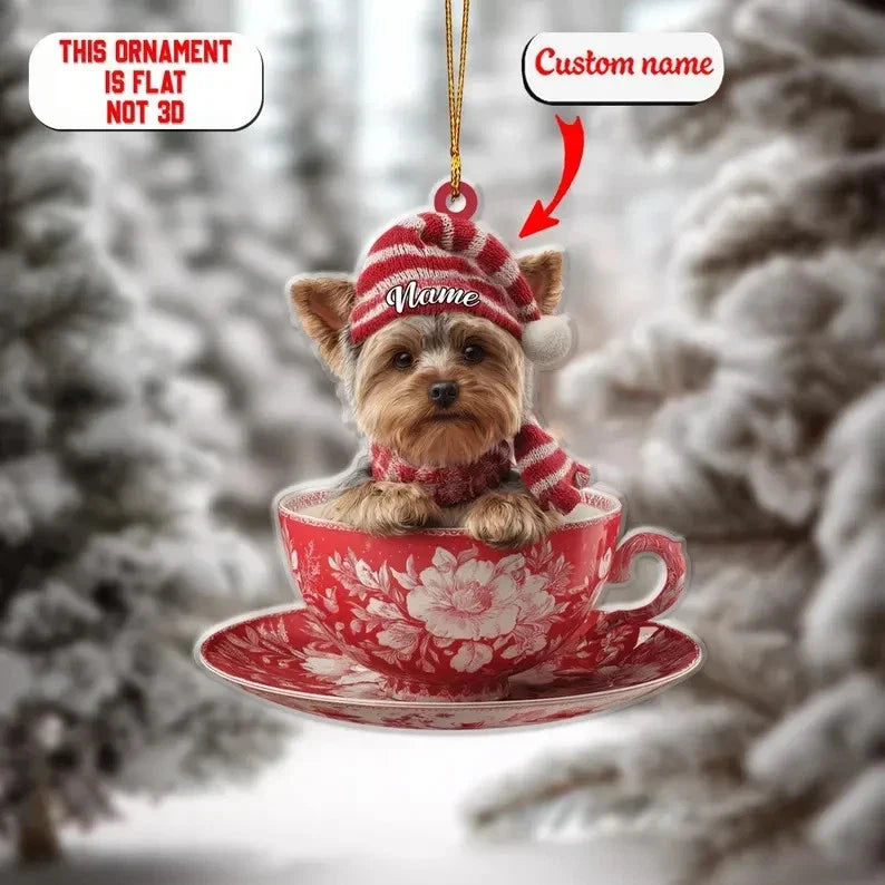 MollyTee Personalized Yorkie Christmas Ornament, Custom Dog Flat Acrylic Ornament 2D Flat - image 1