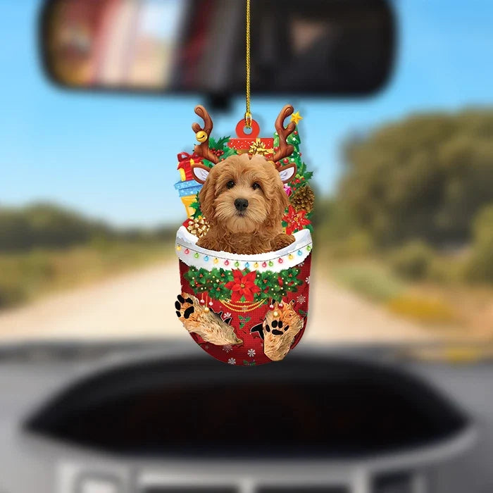 MollyTee Goldendoodle Dog Snow Pocket Christmas Ornament, Goldendoodle Dog Xmas Ornament 2D Flat - image 2
