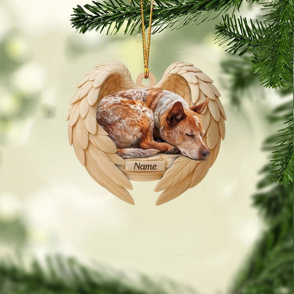MollyTee Personalized Sleeping Heeler Dog Christmas Ornament, Dog Angel Wings6 2D Flat - image 1