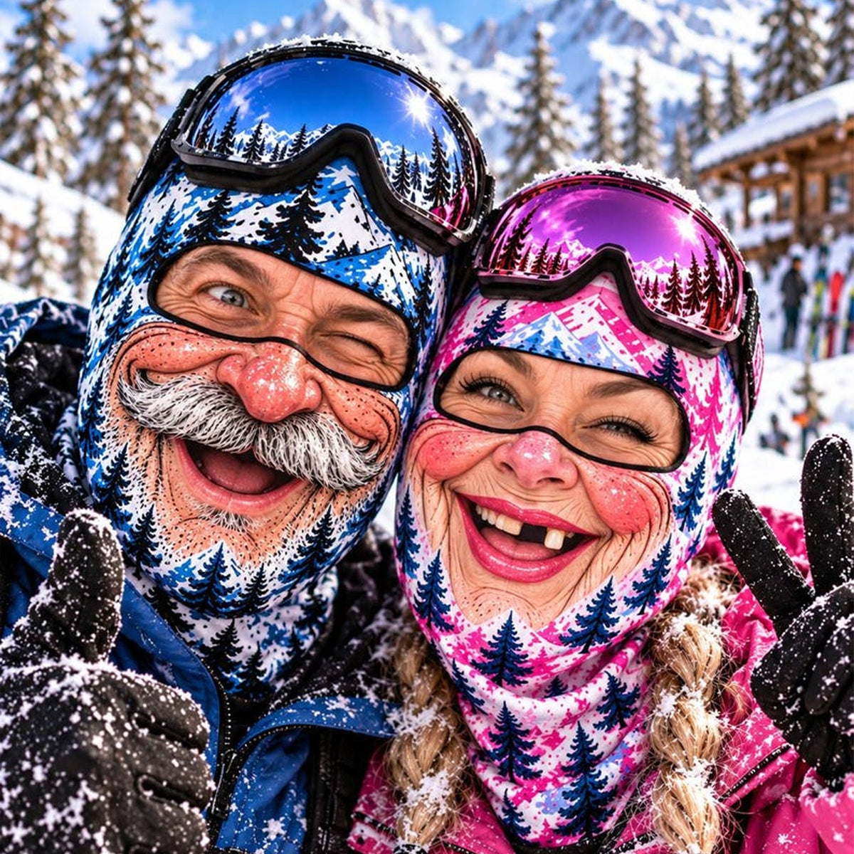 MollyTee Funny Couple Ski Balaclava Face Mask