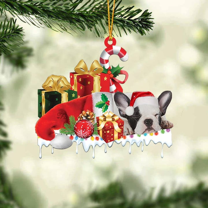 MollyTee RED POODLE MERRY CHRISTMAS HANGING ORNAMENT - image 1