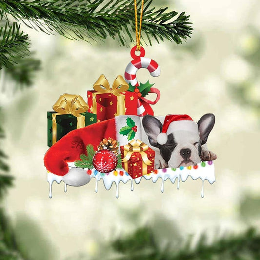 MollyTee RED POODLE MERRY CHRISTMAS HANGING ORNAMENT - image 1