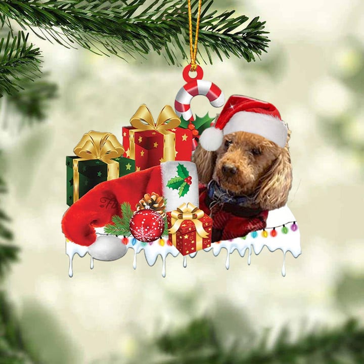 MollyTee WHITE STAFFIE MERRY CHRISTMAS HANGING ORNAMENT - image 1