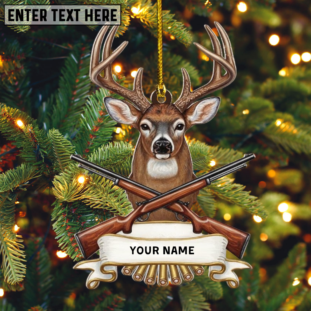 MollyTee Personalized Deer Hunting Christmas Ornament, Gift For Hunter, Hunting Keepsake, Wildlife Lover Gift, Forest Decor, Hunting 2D Flat Ornament - image 1