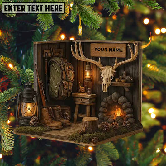 MollyTee Custom Name Hunter Corner Ornament, Personalized Deer Hunting Christmas Gift - image 1