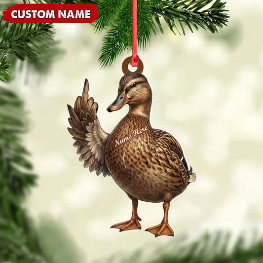 MollyTee Duck Hunting Middle Finger Gesture Funny Duck Hunter Gift Customized Name 3D-Look Keychain And Ornament - image 1