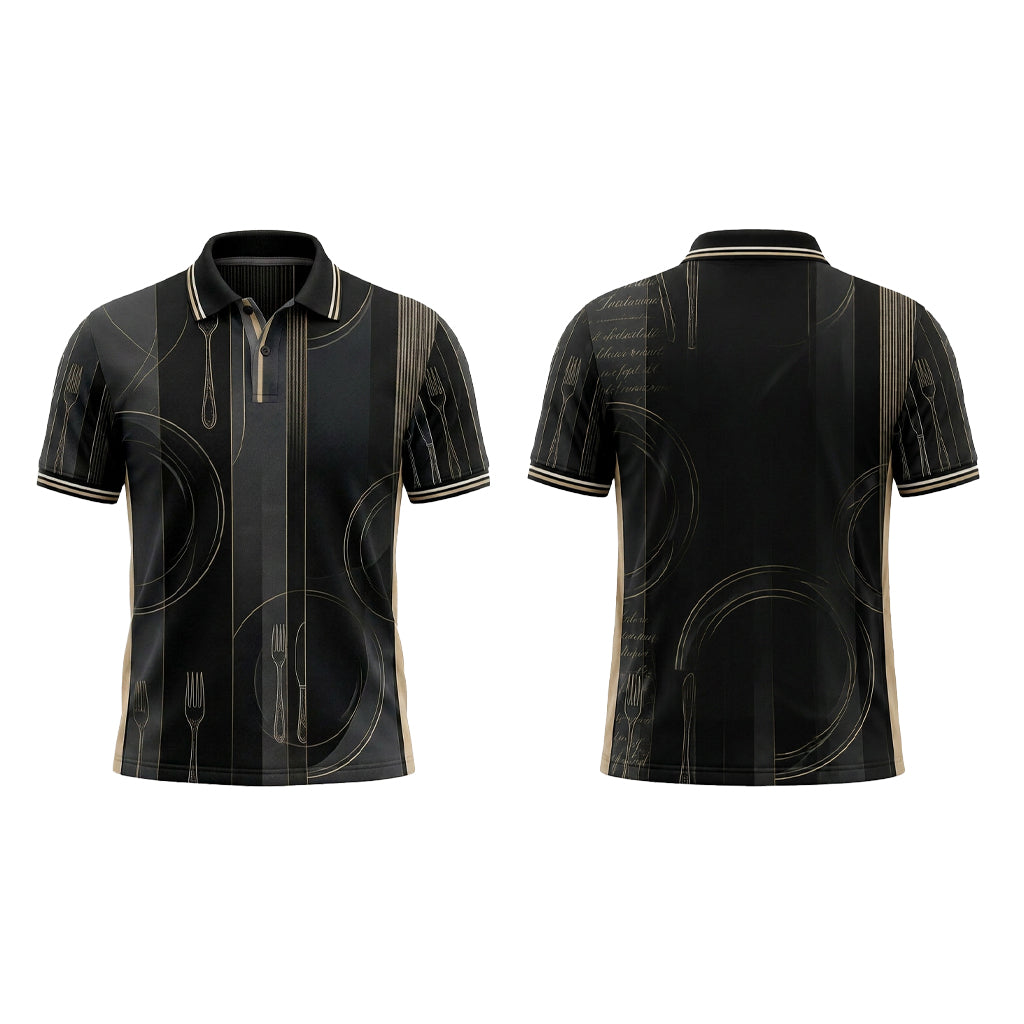 Custom Black Fine Dining Menu Restaurant Uniform Shirt