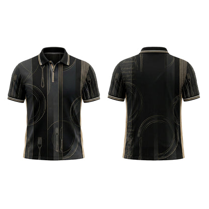 Custom Black Fine Dining Menu Restaurant Uniform Shirt