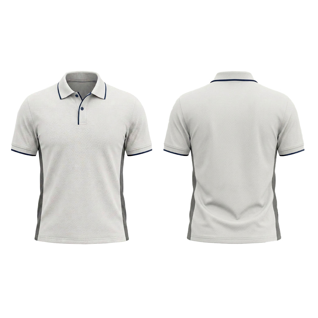 Custom White Gray Side Panel Office Polo Shirt