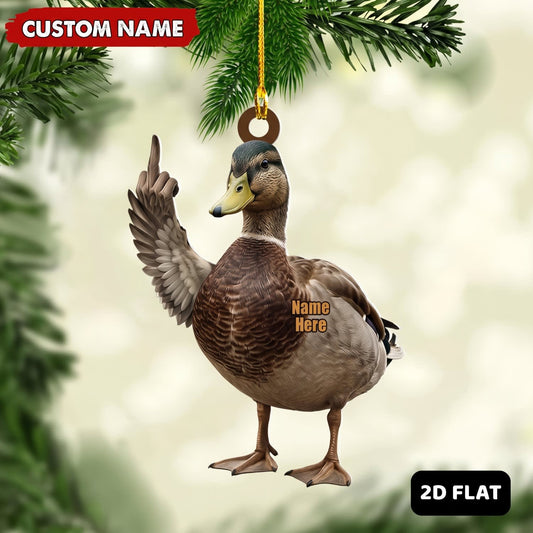 MollyTee Goose Hunting Middle Finger Gesture Goose Hunter Christmas Gift Customized Name 3D-Look Keychain And Ornament - image 1