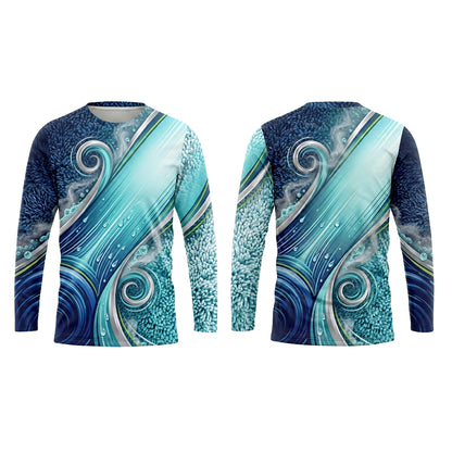 Custom Aqua Fiber Swirl Carpet Cleaning Uniform Shirt