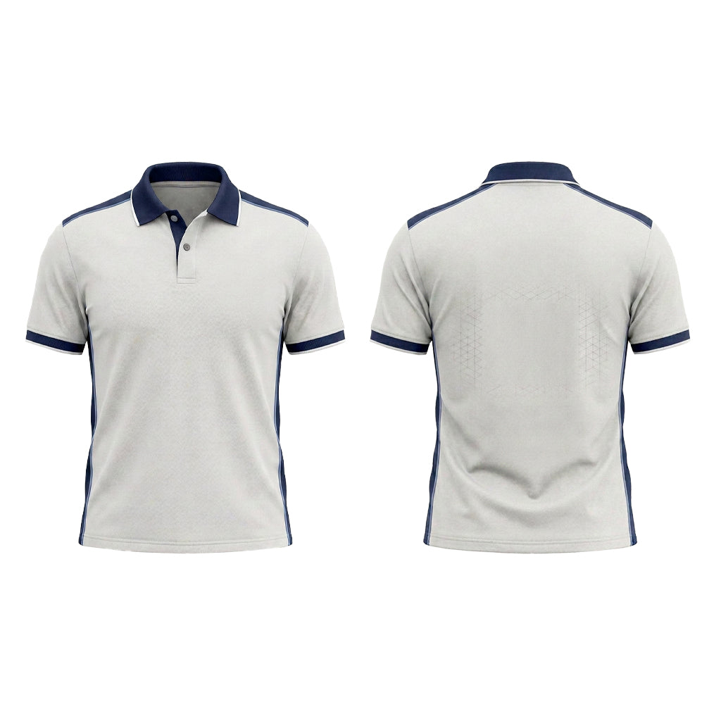 Custom White Navy Trim Office Polo Shirt