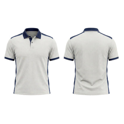 Custom White Navy Trim Office Polo Shirt