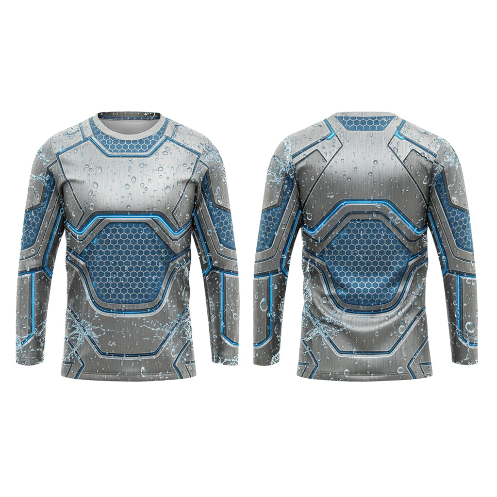 Custom Cyan Jet Workwear Pressure Washing Shirt