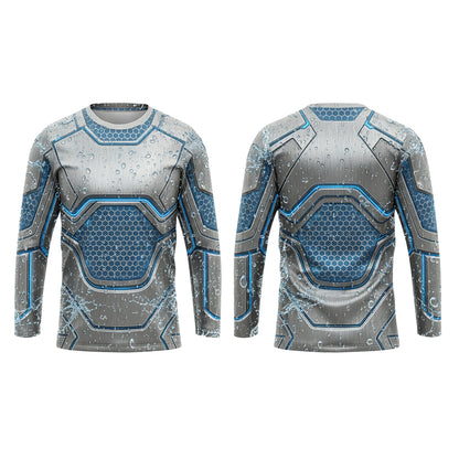 Custom Cyan Jet Workwear Pressure Washing Shirt