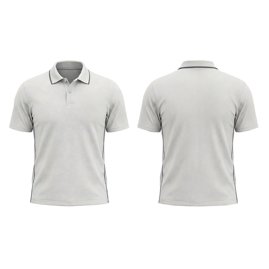 Custom White Navy Side Stripe Office Polo Shirt