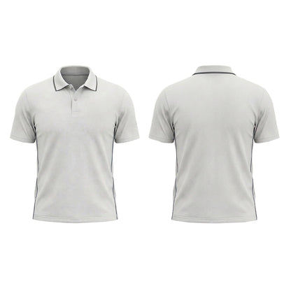 Custom White Navy Side Stripe Office Polo Shirt