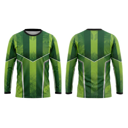 Custom Green Vertical Panel Lawn Care Uniform Shirt