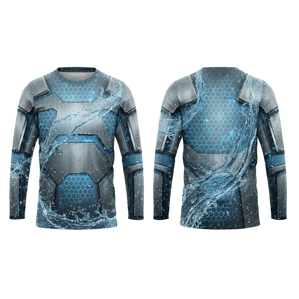 Custom Blue Waterfall Workwear Pressure Washing Shirt