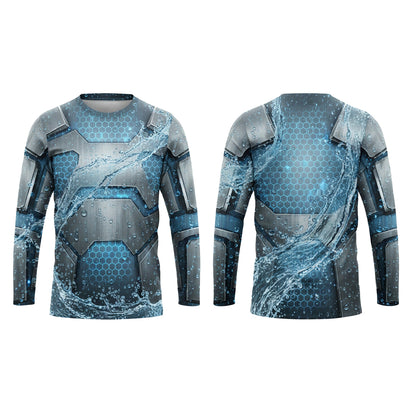Custom Blue Waterfall Workwear Pressure Washing Shirt