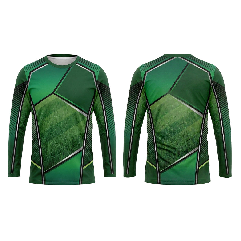 Custom Geometric Grass Panel Lawn Care Uniform Shirt