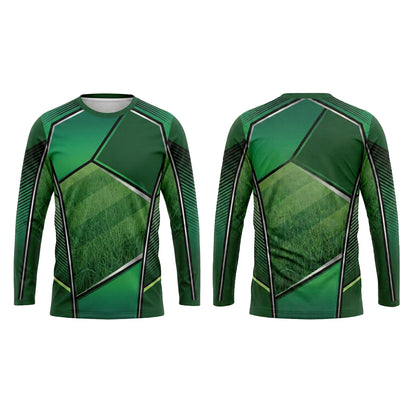 Custom Geometric Grass Panel Lawn Care Uniform Shirt