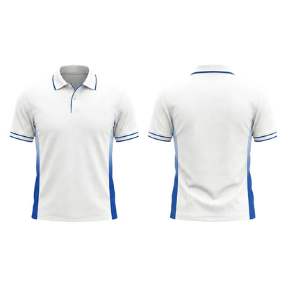 Custom White Blue Accent Office Polo Shirt