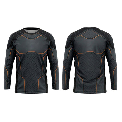 Custom Orange Tool Pattern Automotive Work Uniform Shirt