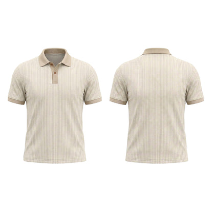 Custom Cream Pinstripe Office Polo Shirt