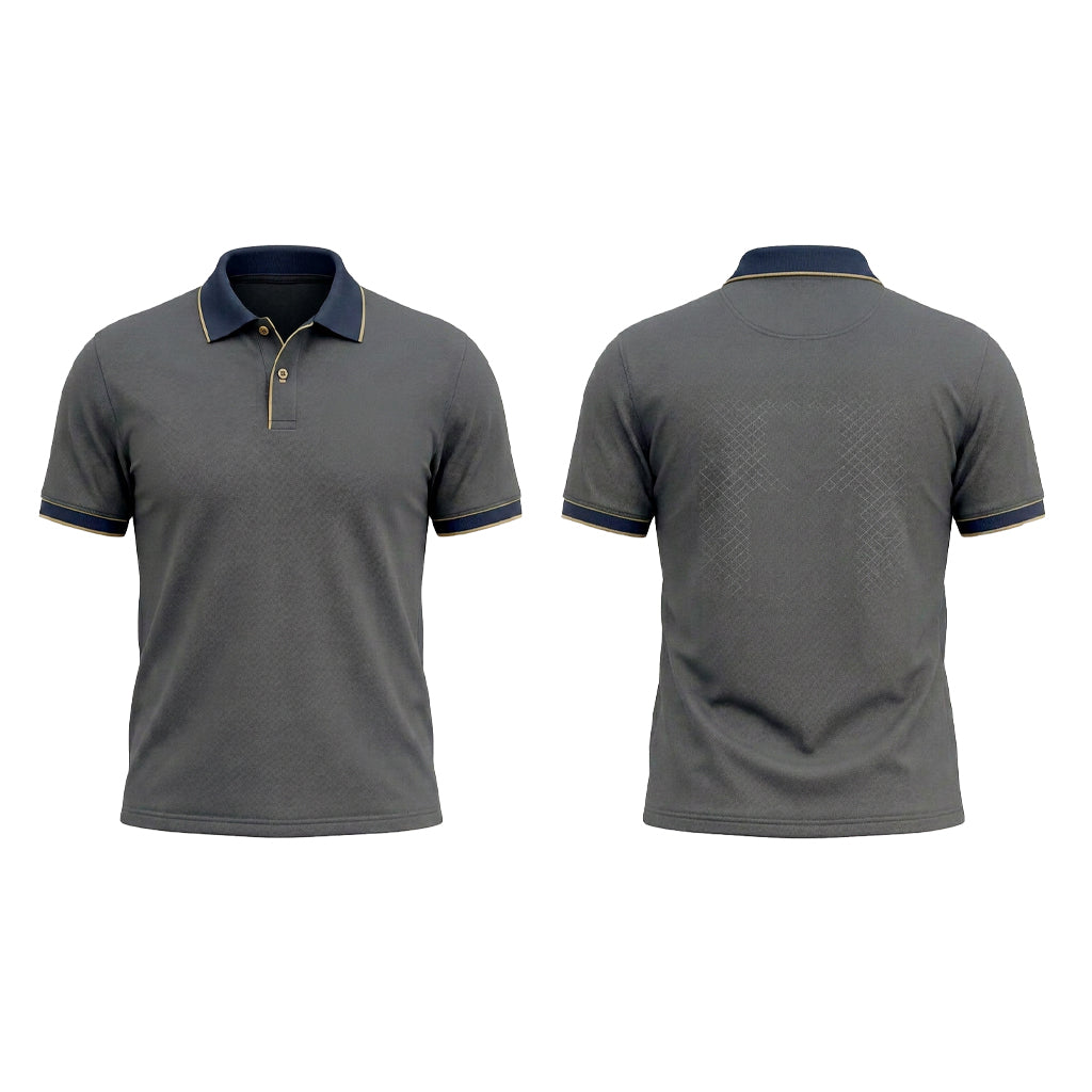 Custom Charcoal Gold Trim Office Polo Shirt