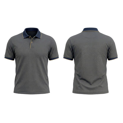 Custom Charcoal Gold Trim Office Polo Shirt