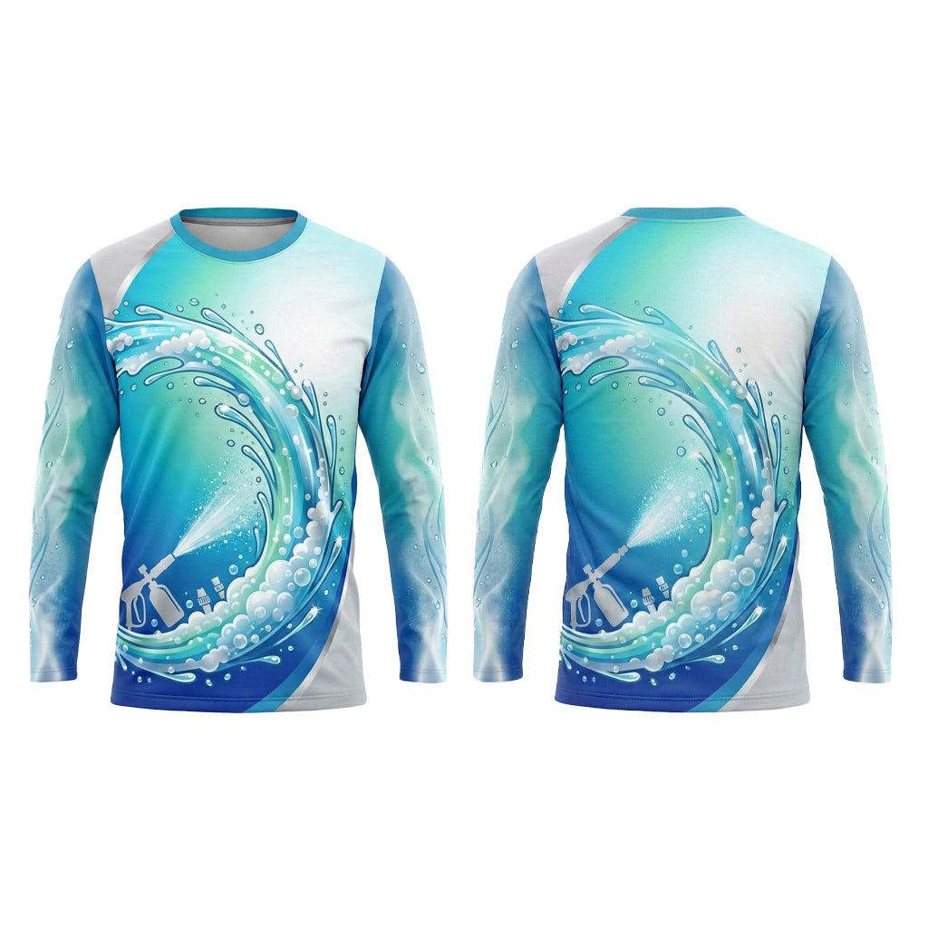 Custom Cyan Jet Performance Pressure Washing Shirt