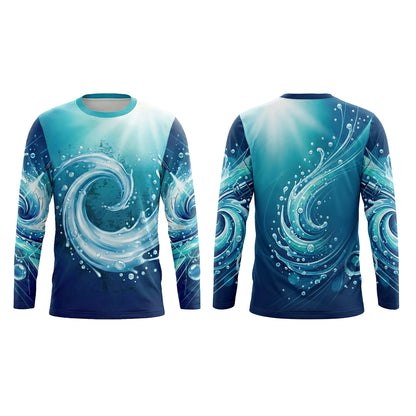 Custom Blue Waterfall Crew Pressure Washing Shirt