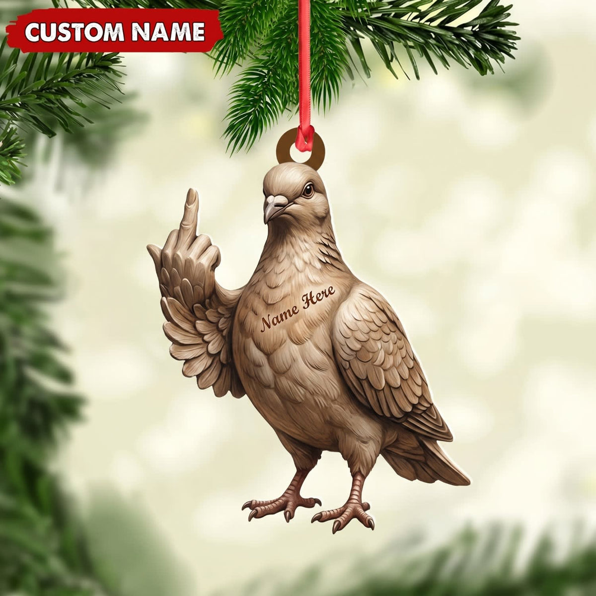 MollyTee Dove Hunting Middle Finger Gesture Dove Hunter Gift Customized Name 3D-Look Keychain And Ornament - image 1
