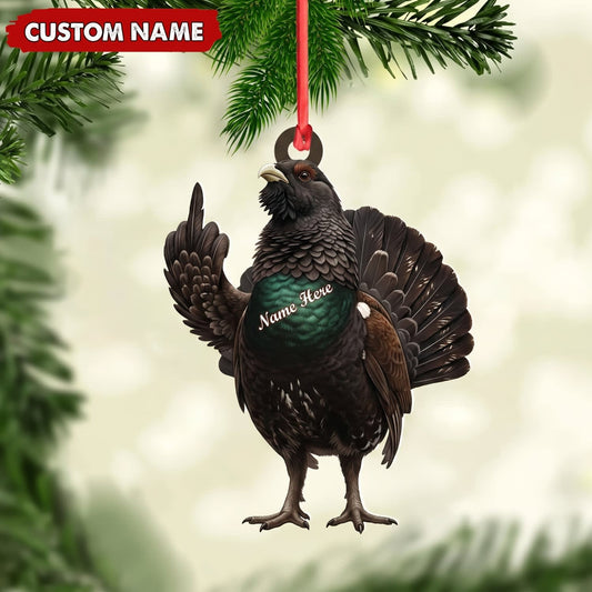MollyTee Grouse Hunting Middle Finger Gesture Funny Grouse Hunter Gift Customized Name 3D-Look Keychain And Ornament - image 1