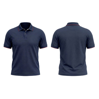 Custom Navy Red Trim Office Polo Shirt