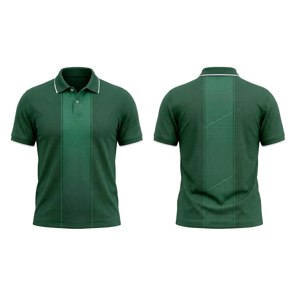 Custom Green Vertical Stripe Office Polo Shirt