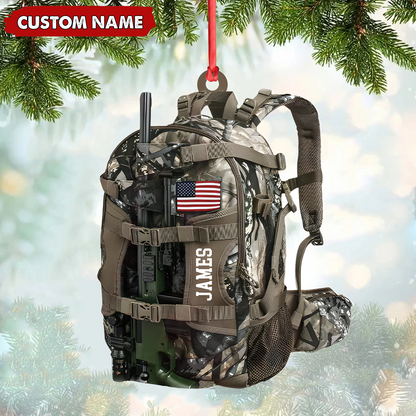MollyTee Custom Hunting Backpack Acrylic Ornament - Personalized Tactical Gift for Hunters & Veterans - image 1