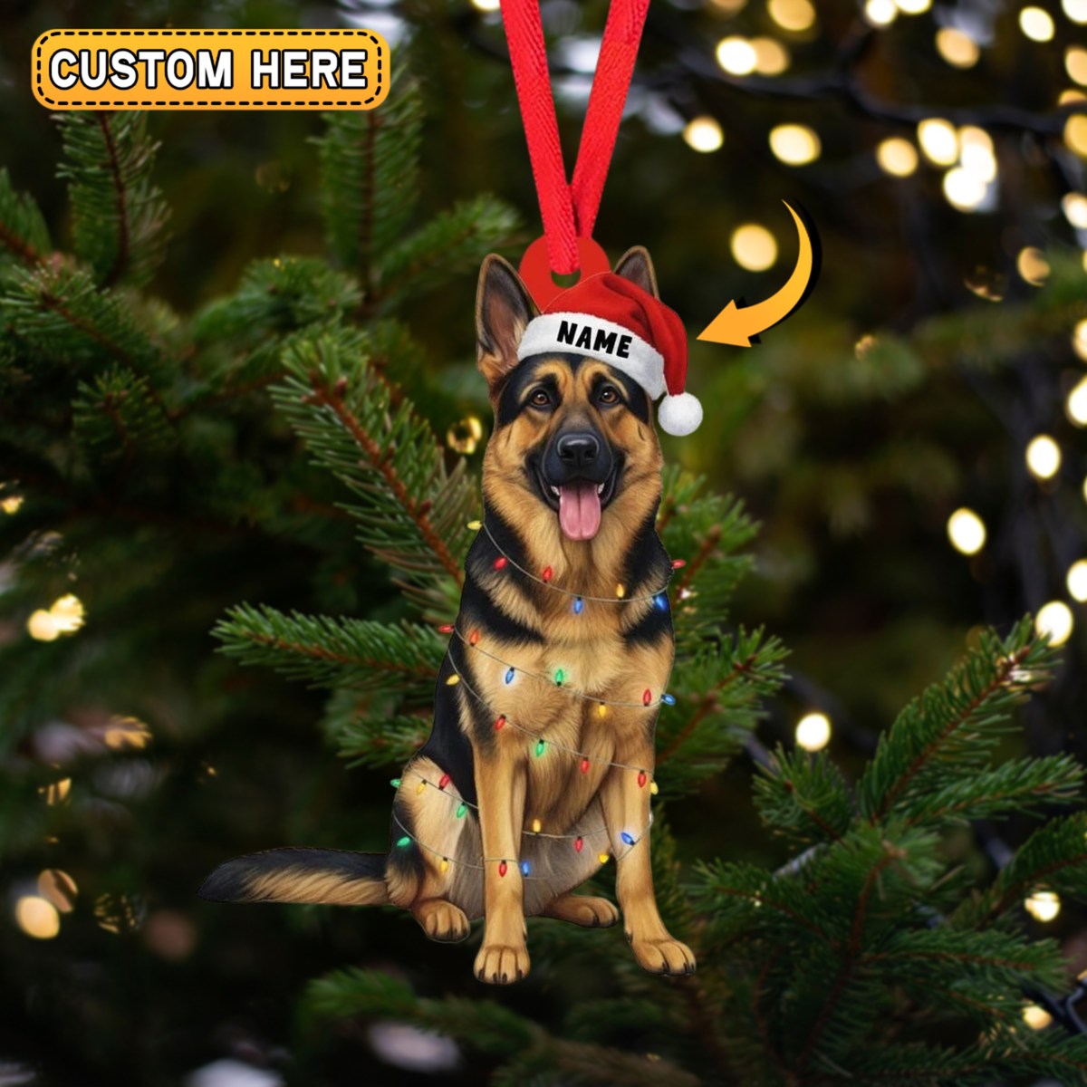 MollyTee Personalized German Shepherd Dog Christmas Ornament, Flat 2D Ornament, 2D Flat - image 2