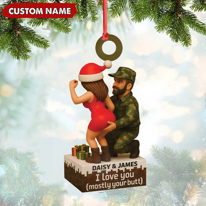 MollyTee Personalized Funny Hunter Couple Acrylic Ornament - Custom Name Christmas Gift for Him or Her - image 1